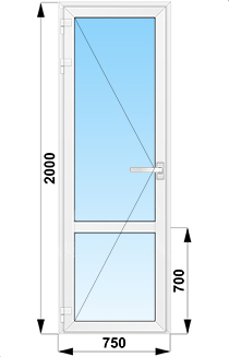 Пластиковые уличные входные двери со стеклянным низом 750x2000